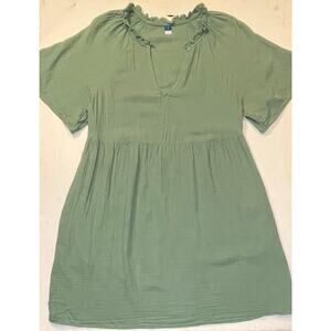 Old Navy Demi Swing Dress M Dried Herb Sage Green 100% Cotton Boho Cottagecore